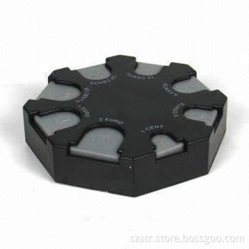 Car Coin Holder, Made of ABS Material, Recessed on 1 or 2 Sides of the Coin